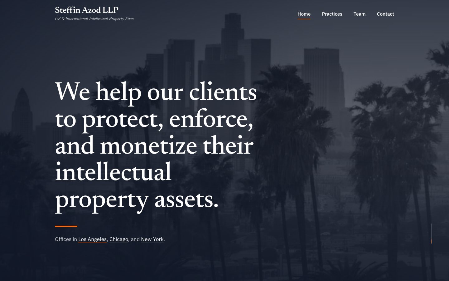 After: the 2026 redesign, full width, with a serif headline over a skyline lined with palm trees